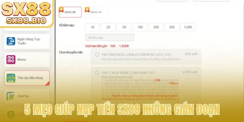 Nạp Tiền SX88 - 7 Phương Thức Thanh Toán An Toàn, Siêu Tốc